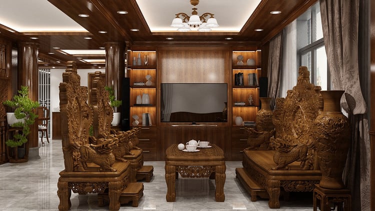 Mẫu thiết kế nội thất phòng khách cổ điển hợp xu hướng tại Việt Nam
