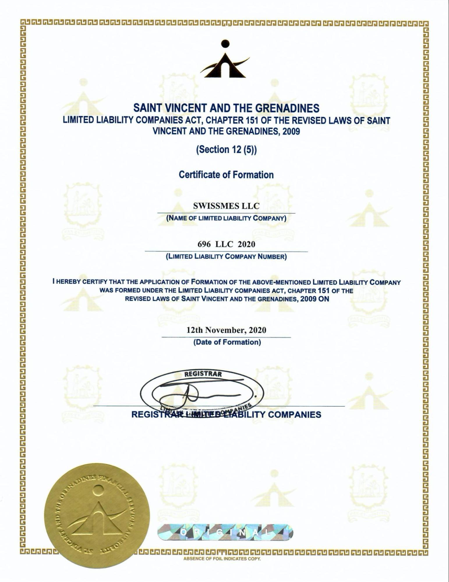 Sàn swissmes được cấp giấy phép hoạt động bởi Cơ quan Dịch vụ Tài chính SVG FSA