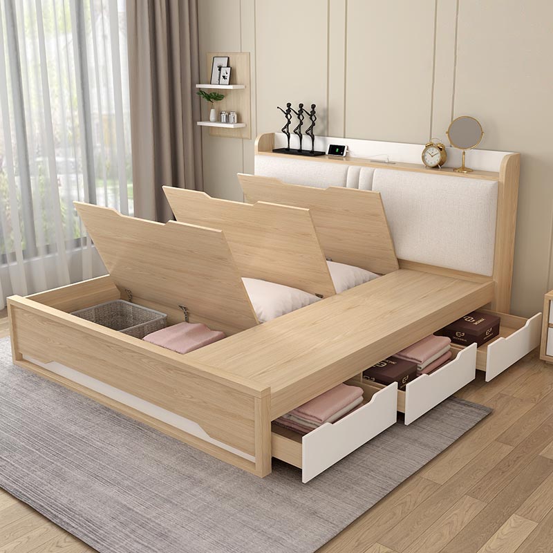 Giường ngủ gỗ thông minh có ngăn kéo.