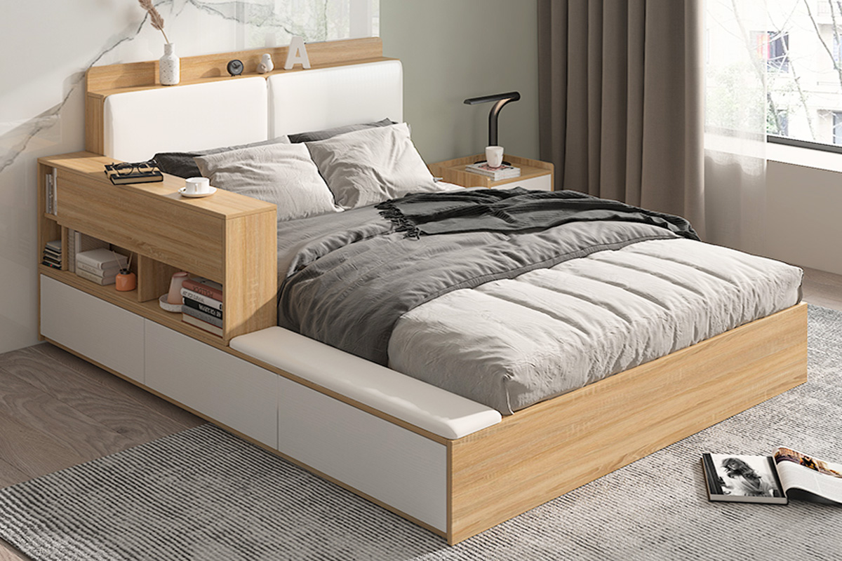 Giường ngủ gỗ công nghiệp MDF có ngăn kéo GN181221_09
