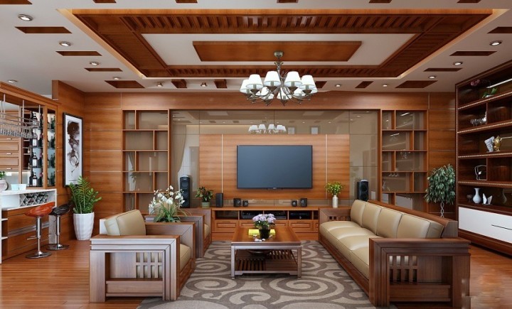 Tổng hợp mẫu thiết kế nội thất phòng khách bằng gỗ đẹp, sang trọng |  Cleanipedia